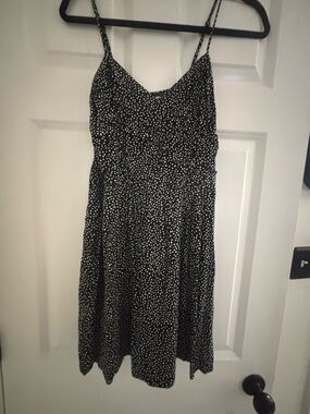 Xhilaration Black Dress with White Polka Dot Print